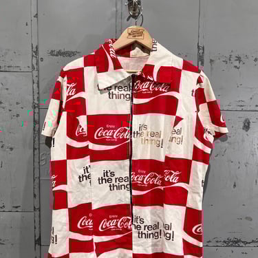 1970s hand made homemade coca cola it's the real thing zip up pullover shirt 