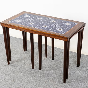 Danish Modern Rosewood & Tile Nesting Tables - (322-136) 