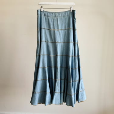 Denim Blue Tiered A-line Skirt