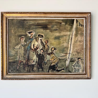1960s Vintage Figurative Impressionist Oil on Canvas Painting – Signed 