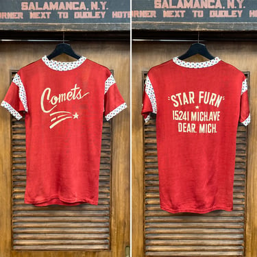 Vintage 1950’s “Comets” Star Detail Athletic Durene Jersey T-Shirt, 50’s Vintage Clothing 