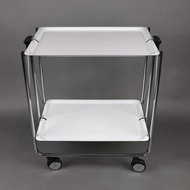 1990s Folding Table | Chrome Serving Trolley | Retro Bar Cart | Mid-Century Modern Utility Cart for Kitchen & Dining 