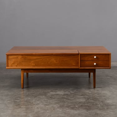 Kipp Stewart Drexel Declaration Walnut Storage Coffee Table Mid Century Modern 