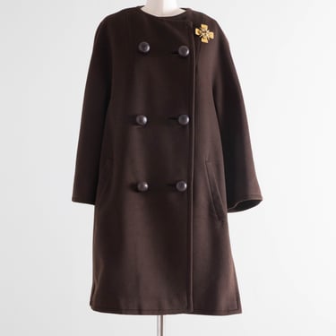 Chic 1960's Dan Millstein Dark Chocolate Brown Cashmere Coat / ML