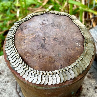 Antique Articulated Necklace Victorian Era Floral Stamped Tab Collar Choker Late 1800s 