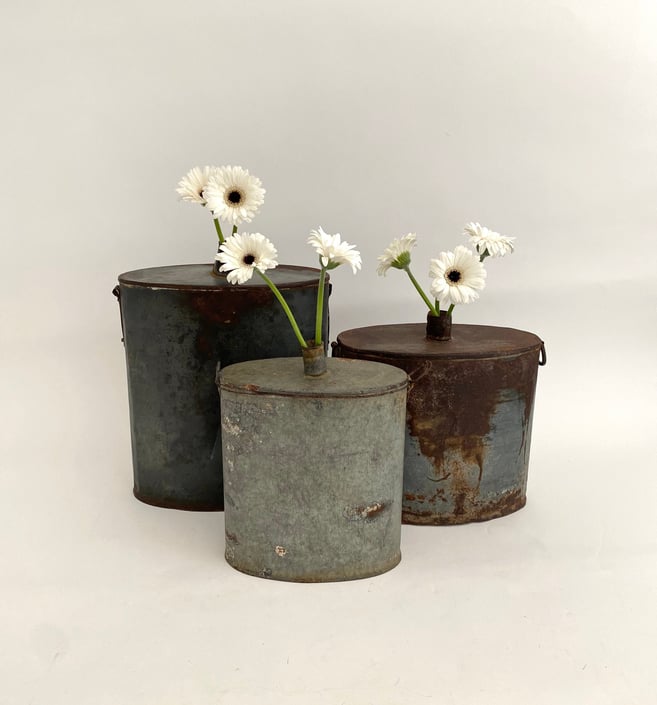 Large Salvaged Canteens Vases Rustic Decor 