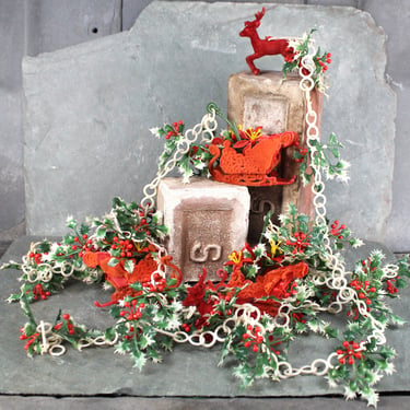 Mid-Century Holly Garland | Plastic Dime Store Christmas Decoration circa 1950s | 8-Foot Christmas Garland | Bixley Shop 