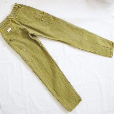Vintage Smiths Sanforized Railroad Stripe Carpenter Pants XS 25 - Yellow Gray Hickory Stripe Straight Slim Utility Pants 