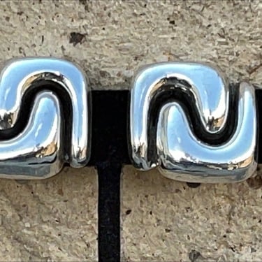Dulce - Vintage Mexico 970 Silver Square Clip On Earrings 