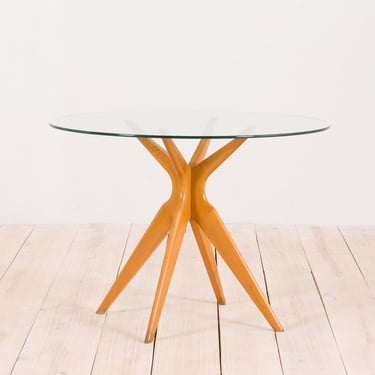 Italian round glass dining table in the style of Ico Parisi, 50s 