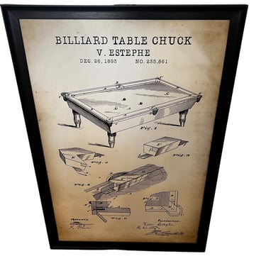 Black Framed Billiard Art on Antique Paper (5 avail.) AT257-5