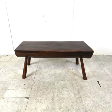 Solid wooden brutalist coffee table, 1960s  - vintage wooden coffee table - oak coffee table - mid century modern coffee table 