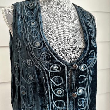 Vintage Velvet Tunic Vest with Embroidery Boho Hippie Festival GIlet 