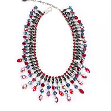 Beaded Dangle Crystal Collar Necklace