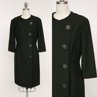 1960s Dress Black Fitted Shirtfront M 
