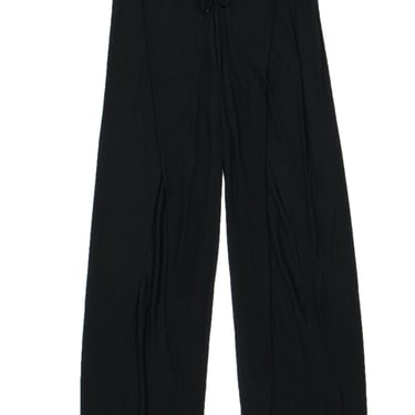 Haute Hippie - Black Drawstring Wide-Leg Pants w/ Slit Design Sz S