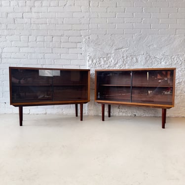 Pair of Danish Rosewood Cabinets with Glass Doors