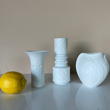 Vintage White Porcelain Vases Set of -3 