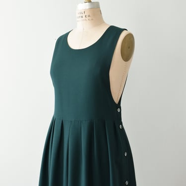 vintage wool pinafore dress, forest green jumper, S / M 