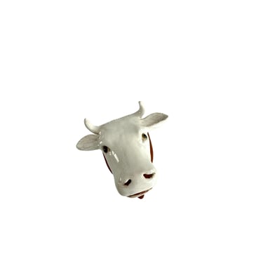 French Bavent White Faience Bull Head Wall Trophy 