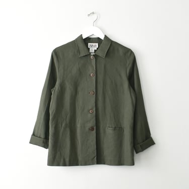 vintage olive linen shirt jacket 