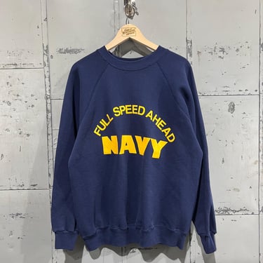 L 90s US Navy Crewneck sweatshirt raglan 1990s Full speed ahead Military 