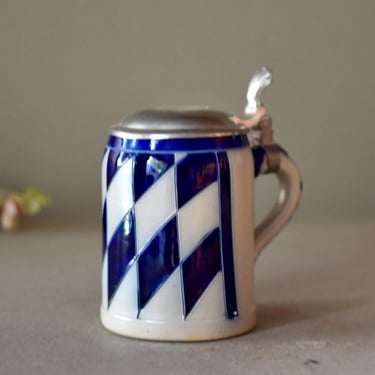 Vintage Germany Ceramic Beer Mug Rustic Decor Home Decor Ceramic Beer Porringer With Zinc Lid 