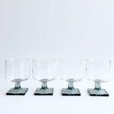 Vintage Short Square Base Glasses, set of 4