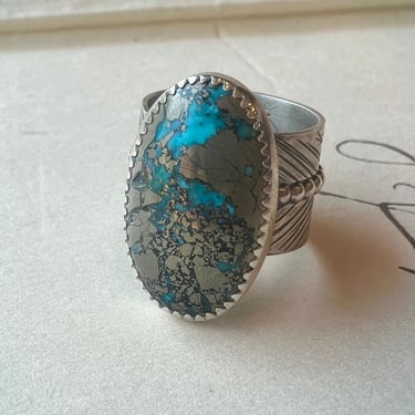 Sagitta Silver Thick Band - Persian Turquoise - Size 7.25