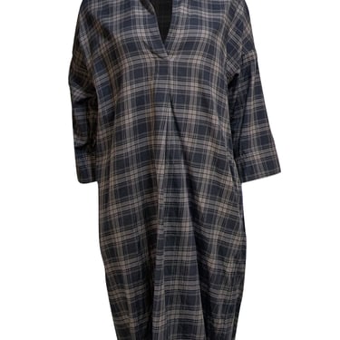 Vince - Army Green and Black Plaid &quot;Easy Pullover&quot; Dress Sz S