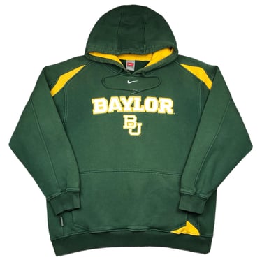 Vintage 90s/Y2K Nike Team Baylor University Bears Embroidered Center Swoosh Hoodie Sweatshirt Pullover Size Large/XL 