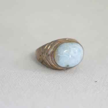Vintage Sterling and Blue Oval Stone Ring, Size 7 