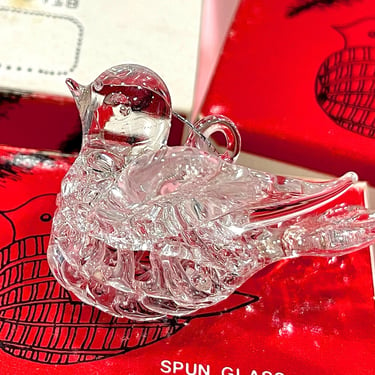 VINTAGE: 3pcs - Spun Glass Bird Ornaments in Box - Sears - Christmas - Holidays - Handcrafted 