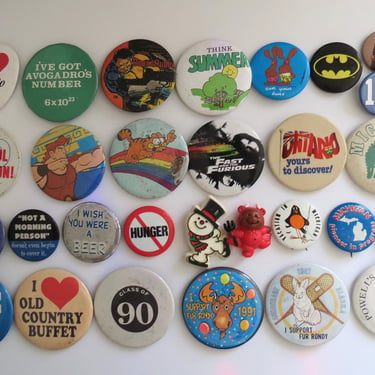 Vintage Pinback Buttons - Misc. Novelty Pins - You Choose - Genuine Vintage Pin Button 