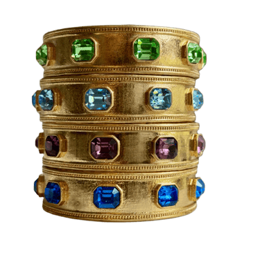 Octagonal Crystal Gold Bangle