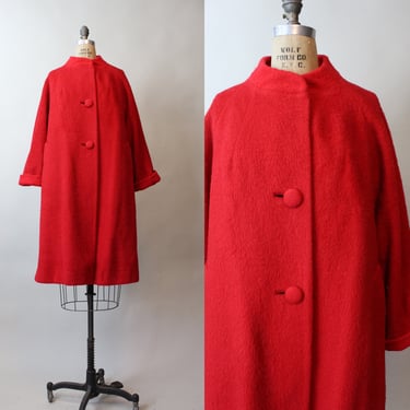 1960s LILLI ANN red mohair coat medium | new fall 