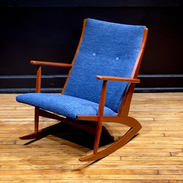 Restored Danish Teak Rocking Chair by Georg Jensen - Mid Century Modern Retro Boomerang Rocker 