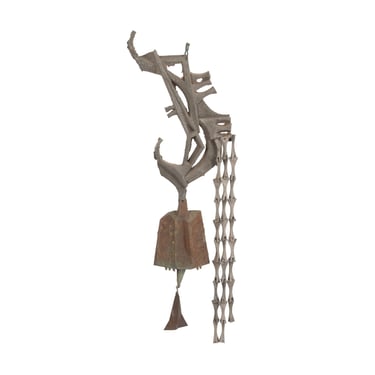 Monumental Paolo Soleri Brutalist Bronze Bell with Cast Aluminum Spine, 1960