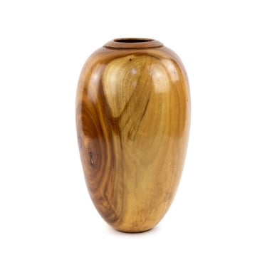 D Goines Hand-Turned Camphor Wood Signed Vase 
