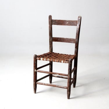 antique splint weave seat chair 