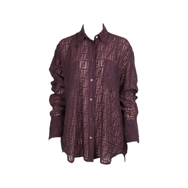 Fendi Purple Sheer Logo Button Down