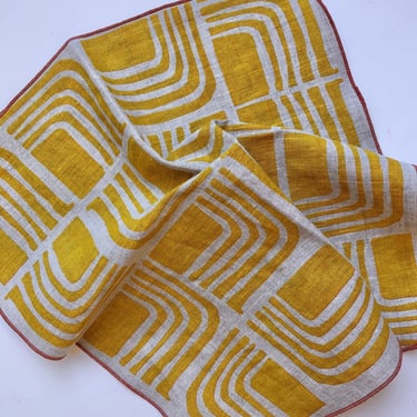 For Chris! Retro Squares Yellow linen placemats 