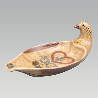 Distlefink Serving Dish, The California Cleminsons || Vintage California Pottery Bird-shaped Bread Tray 