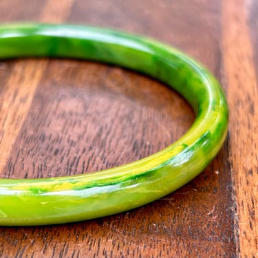 Vintage Green Yellow Bakelite Bangle Bracelet Retro Fashion Jewelry 