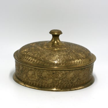 vintage round brass box with lid 