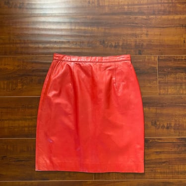 Vintage 1980’s Red Leather Skirt 