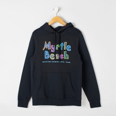 Vintage 90s Myrtle Beach Hoodie - nineties, "jokerman" font, black sweatshirt - Men's M 