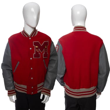 1960's Gamemaster Sportswear Red and Gray Letterman Jacket Size L