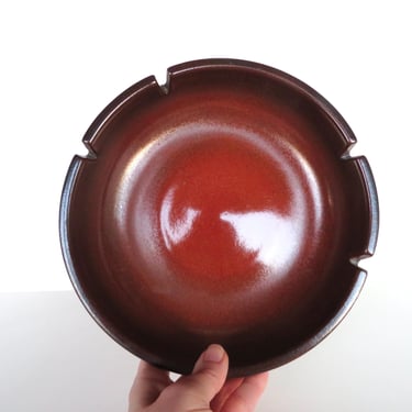 Vintage Heath Ceramics Jumbo 8 1/2 inch Ashtray, Modernist Ceramics Cigarette/Cigar Ashtray In Rock Red, Edith Heath Ceramics 