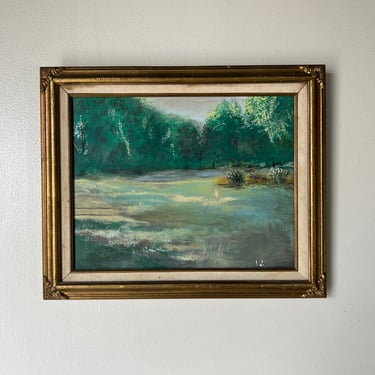 70's Vintage Bob Impressionist Abstract Landscape Oil Painting, Framed 